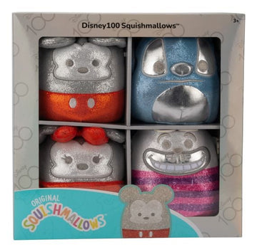 Squishmallows Kellytoy 5" Disney 100th Anniversary 4-Pack Mickey Minnie Mouse Stitch Cheshire cat