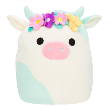 Squishmallow KellyToy Plush 16" Belana the Cow with Flower Crown