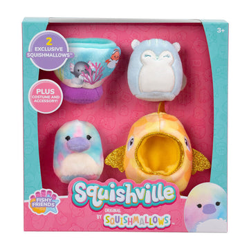 Squishville 5cm Squishmallows Accessory Set Fishy Friends with Brindall and Schifra