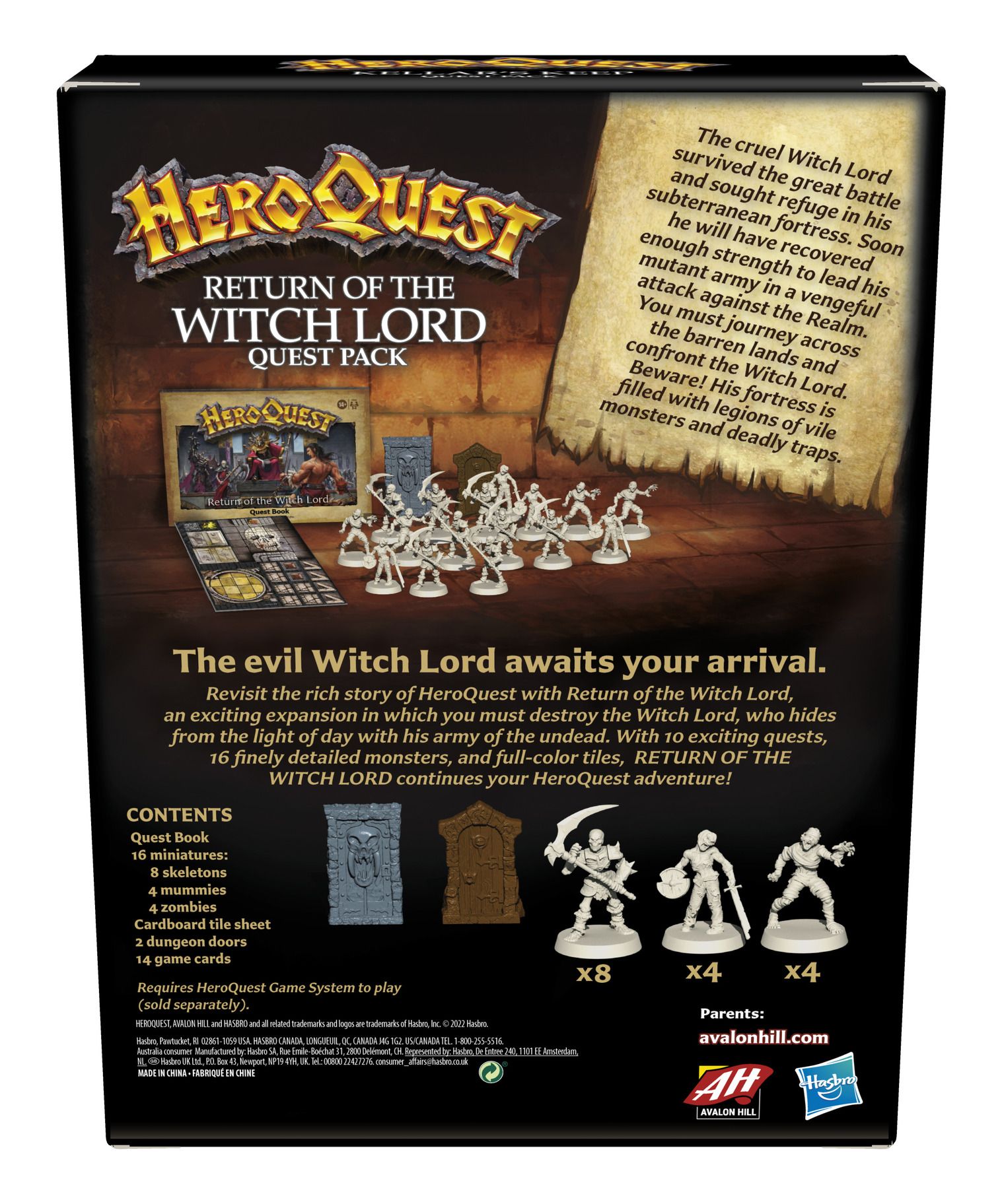 Avalon Hill Hero Quest Return Of The Witch Lord Quest Pack