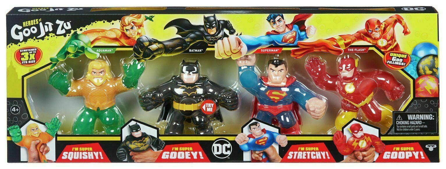 Heroes Of Goo Jit Zu DC Superheroes 4 Pack Figure Batman Superman Flash Aquaman