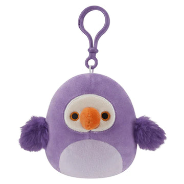 Squishmallow Kellytoy 3.5" Plush Clip On Keychain- Neha The Purple Dodo