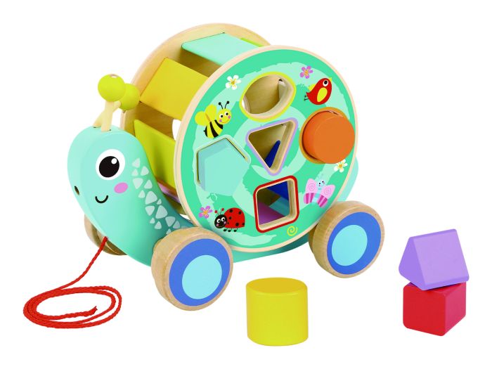 Tooky Toy Wooden Pull Along Snail and Shape Sorter
