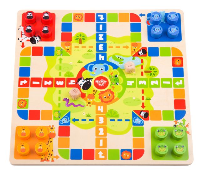 Tooky Toy Wooden 2-in-1 Ludo and Snakes and Ladders